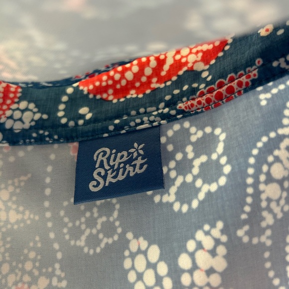 Ripskirt Hawaii Floral Print Short Length Wrap Skirt Sz M Red White Blue - Picture 3 of 5